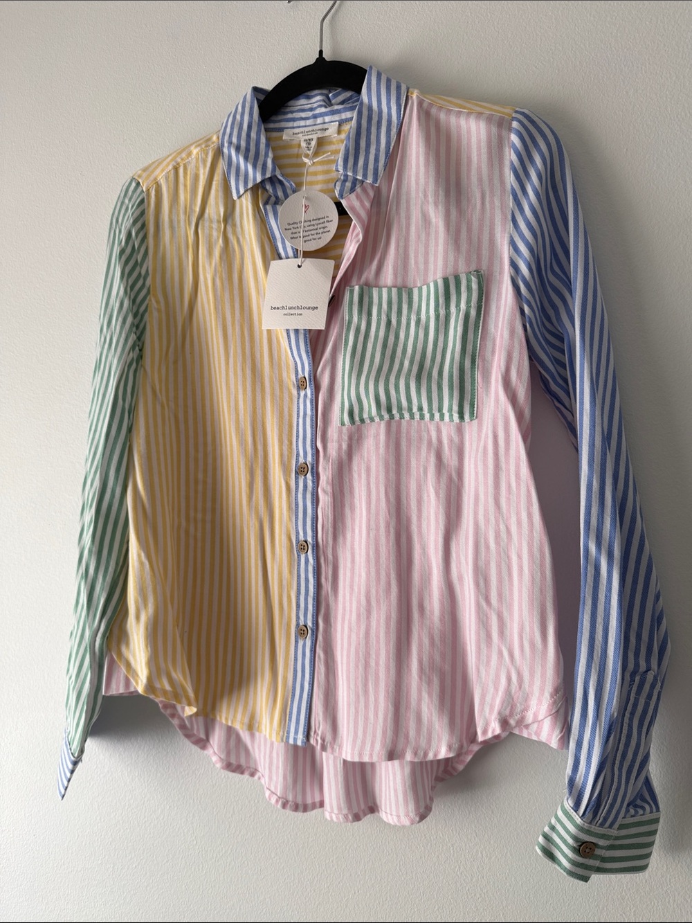 BeachLunchLounge Multicolor Striped Button-Up Shirt - Pastel Mix - Picture 3 of 4